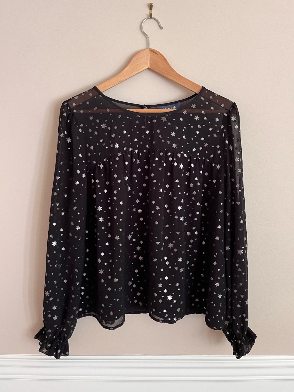 MODCLOTH Semi Sheer Sparkling Star Blouse size XL